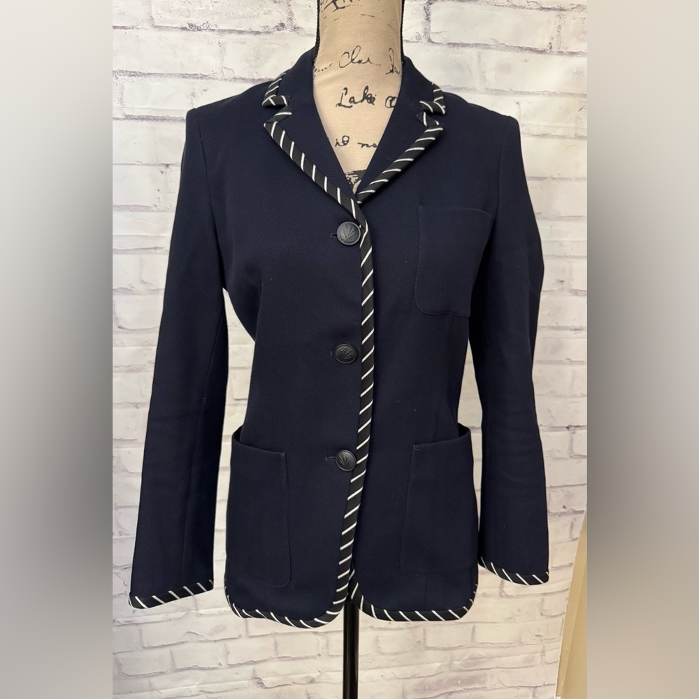 Rag &‎ Bone Size 4 Redgrave Whipstitch Blazer Jacket 3 Button Navy Preppy Career